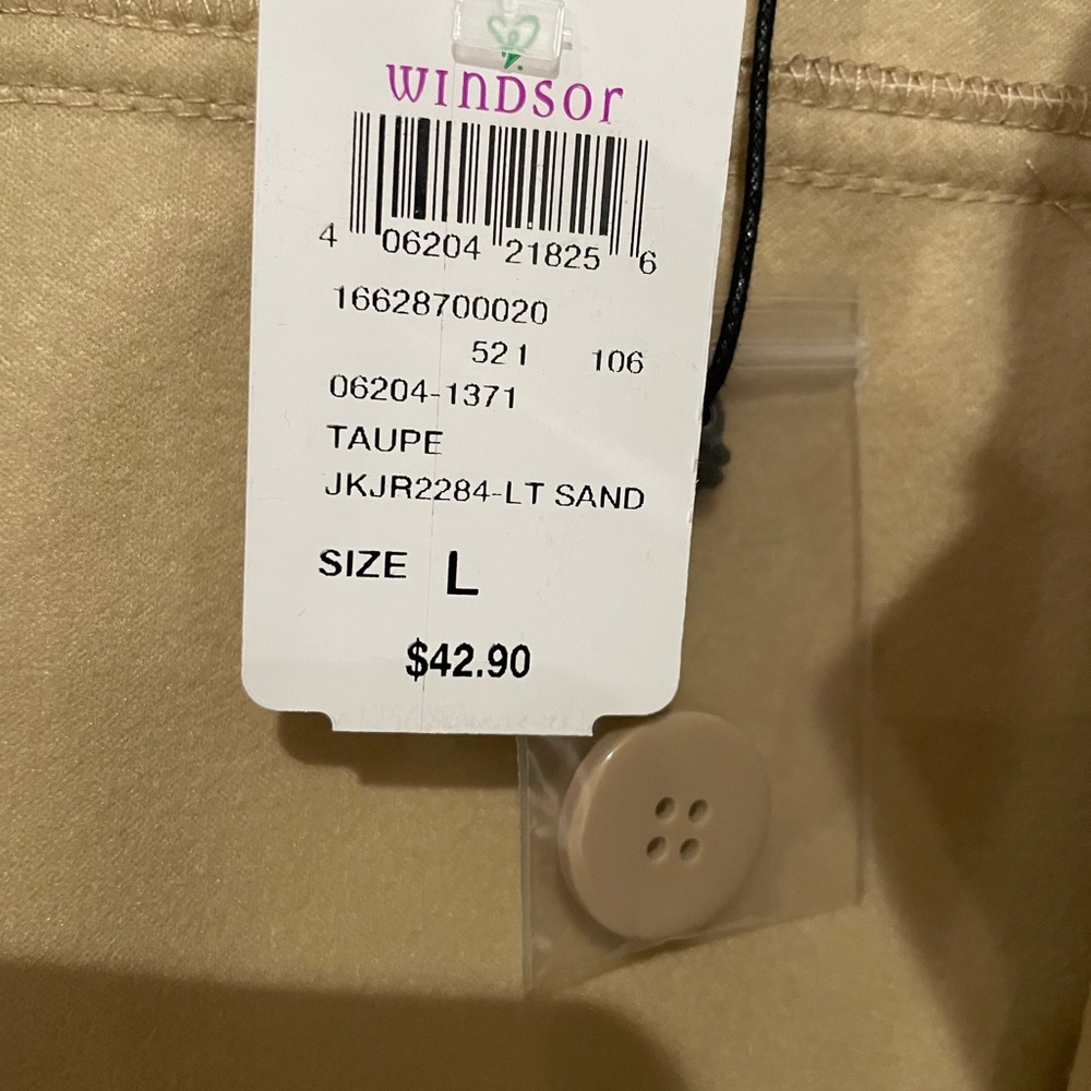 NWT Windsor cropped tan/sand jacket faux leather